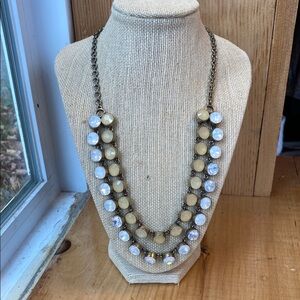 LOFT Yellow White Rhinestone 2 Strand Necklace